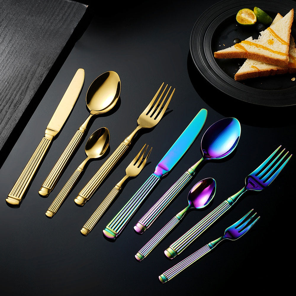 Aurelia Luxury Column Gold-Plated Dining Cutlery | 3CARATS