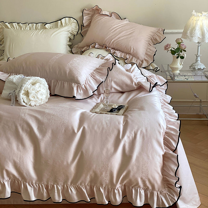 French Sweetheart Ruffle Egyptian Cotton Duvet Cover Set | 3CARATS