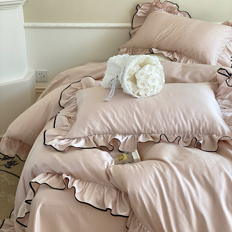 French Sweetheart Ruffle Egyptian Cotton Duvet Cover Set | 3CARATS