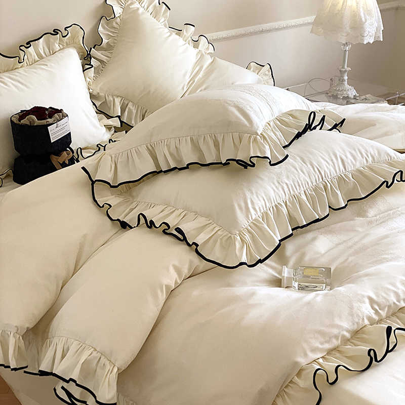 French Sweetheart Ruffle Egyptian Cotton Duvet Cover Set | 3CARATS