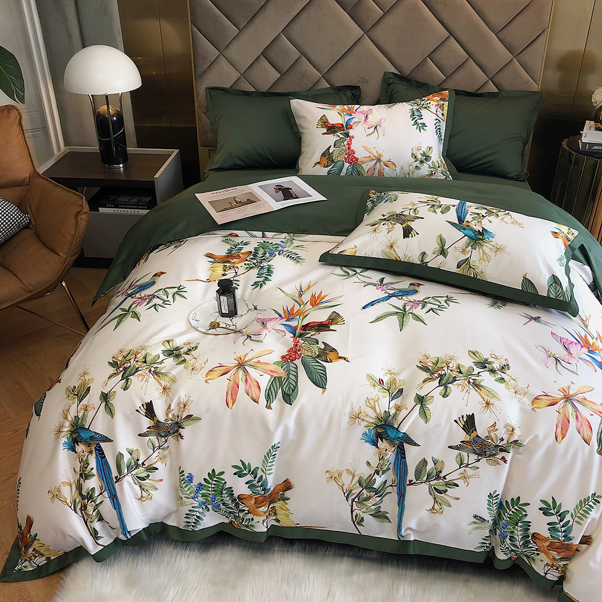 Luxury Birds Garden Long-Staple Cotton Bedding Set | 3CARATS