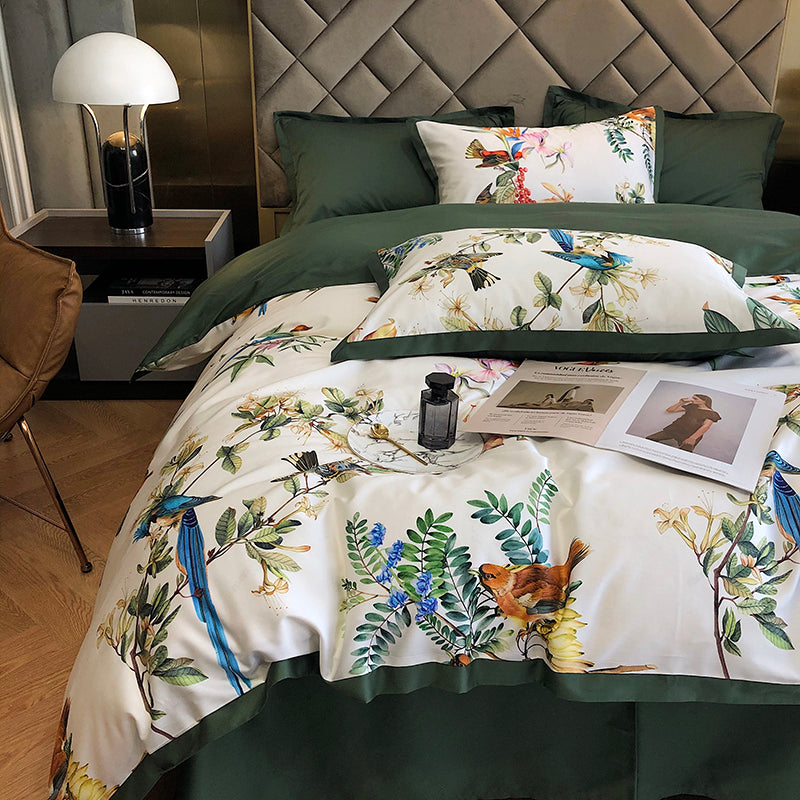 Luxury Birds Garden Long-Staple Cotton Bedding Set | 3CARATS
