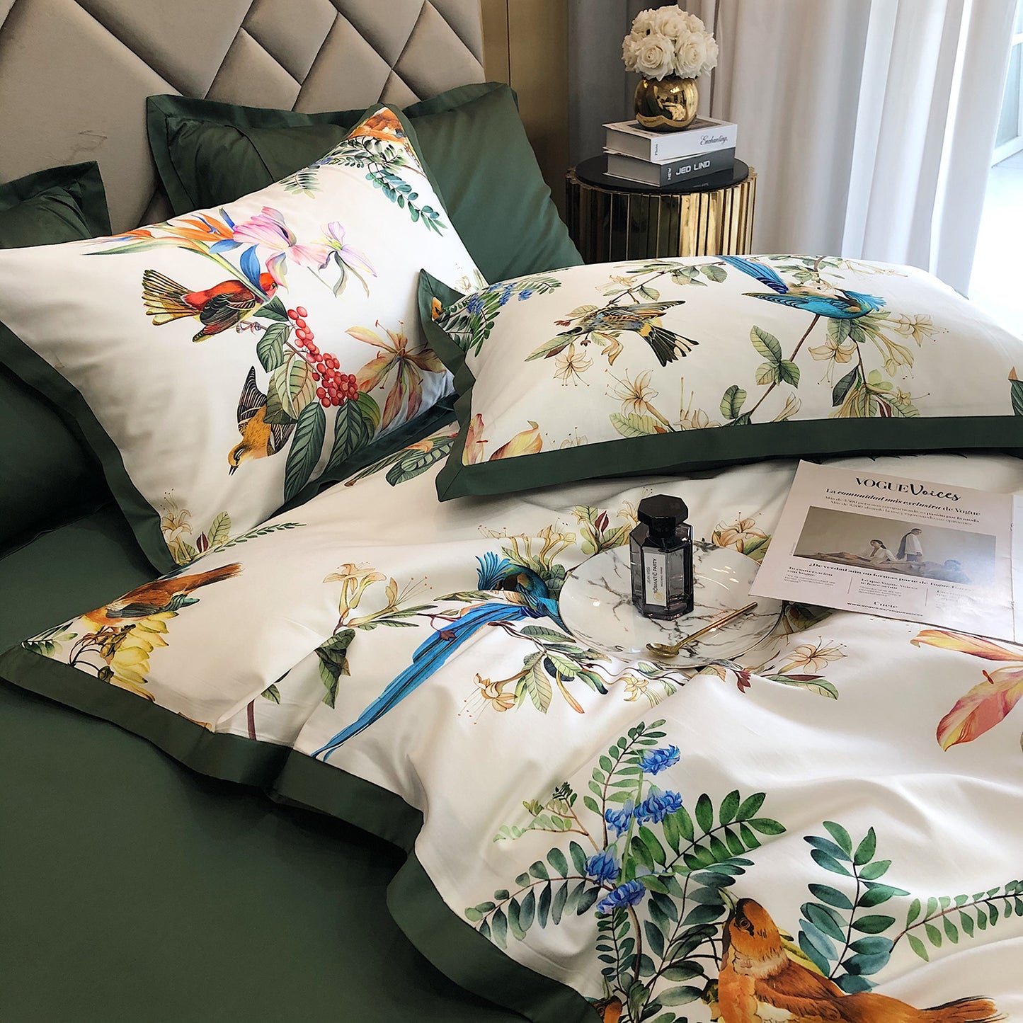 Luxury Birds Garden Long-Staple Cotton Bedding Set | 3CARATS