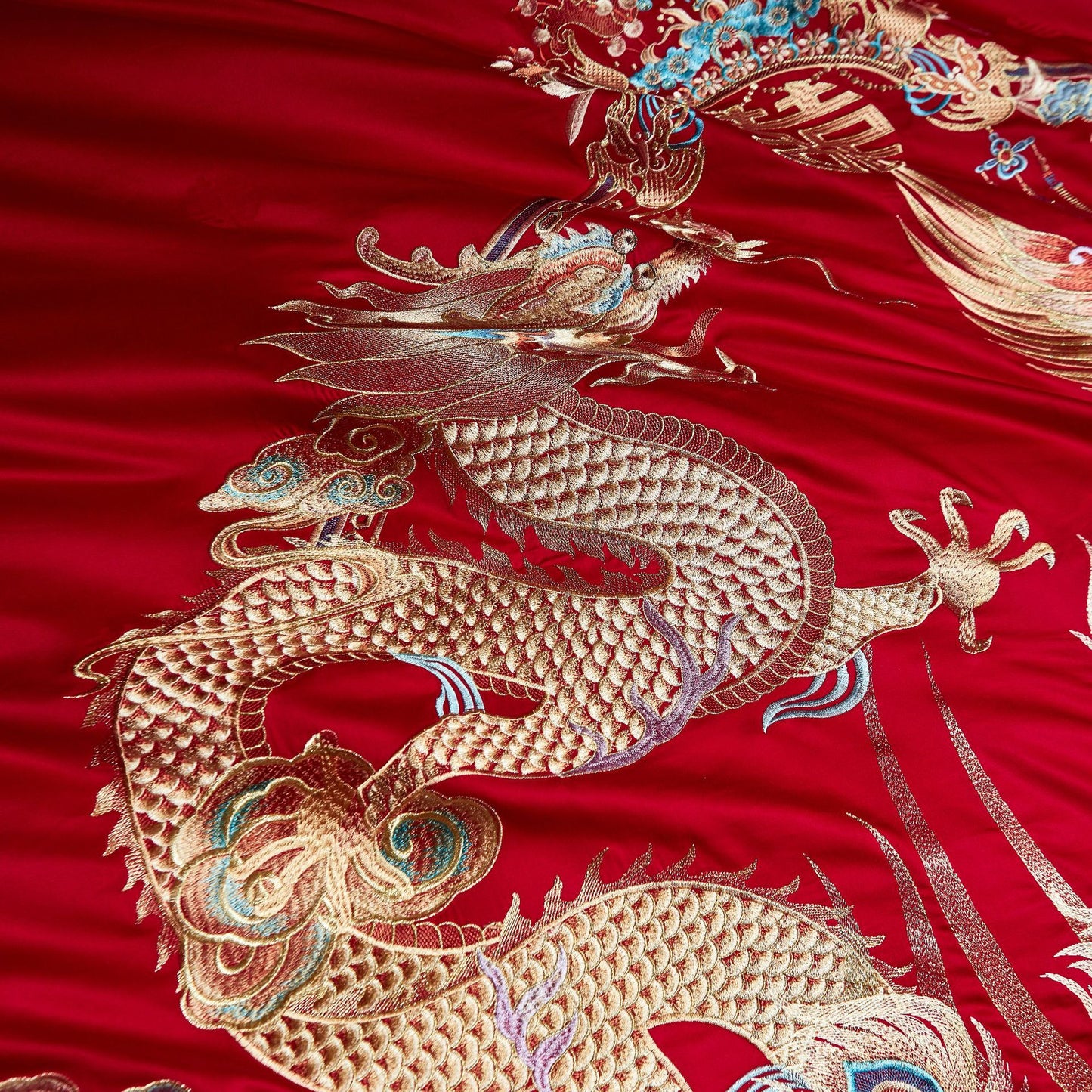 Luxury Embroidery Dragon&Phoenix Wedding Duvet Cover Set | 3CARATS