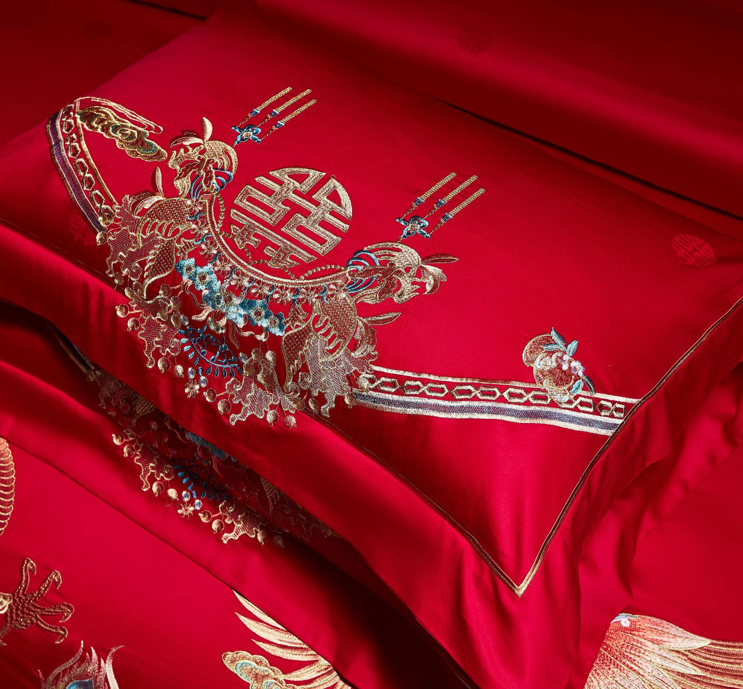 Luxury Embroidery Dragon&Phoenix Wedding Duvet Cover Set | 3CARATS