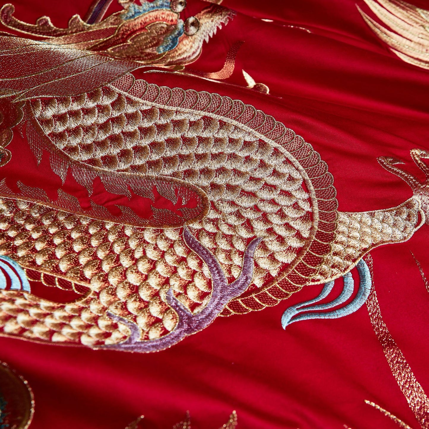 Luxury Embroidery Dragon&Phoenix Wedding Duvet Cover Set | 3CARATS