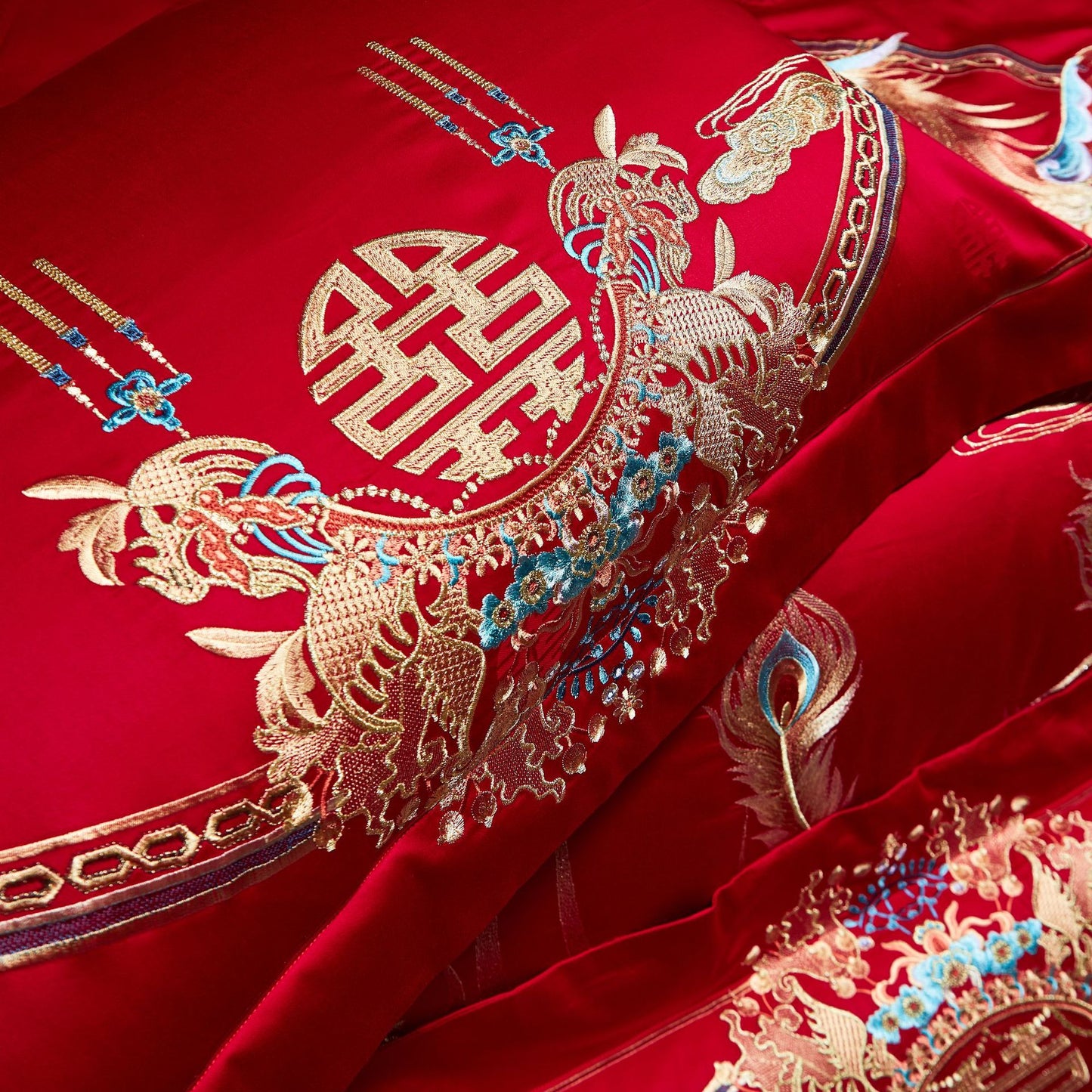 Luxury Embroidery Dragon&Phoenix Wedding Duvet Cover Set | 3CARATS