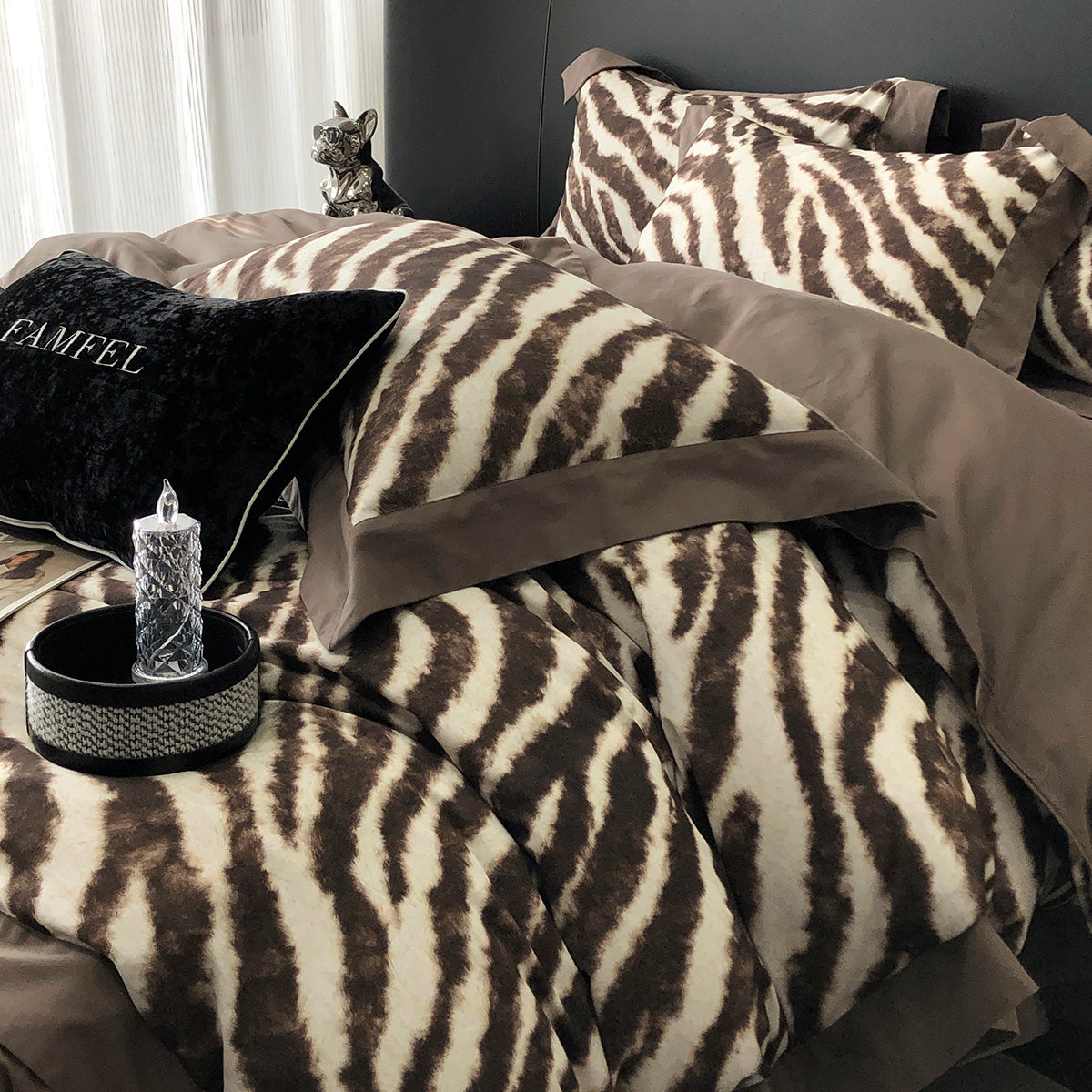 Luxury Zebra Print 120S Long-Staple Cotton Bedding Set | 3CARATS