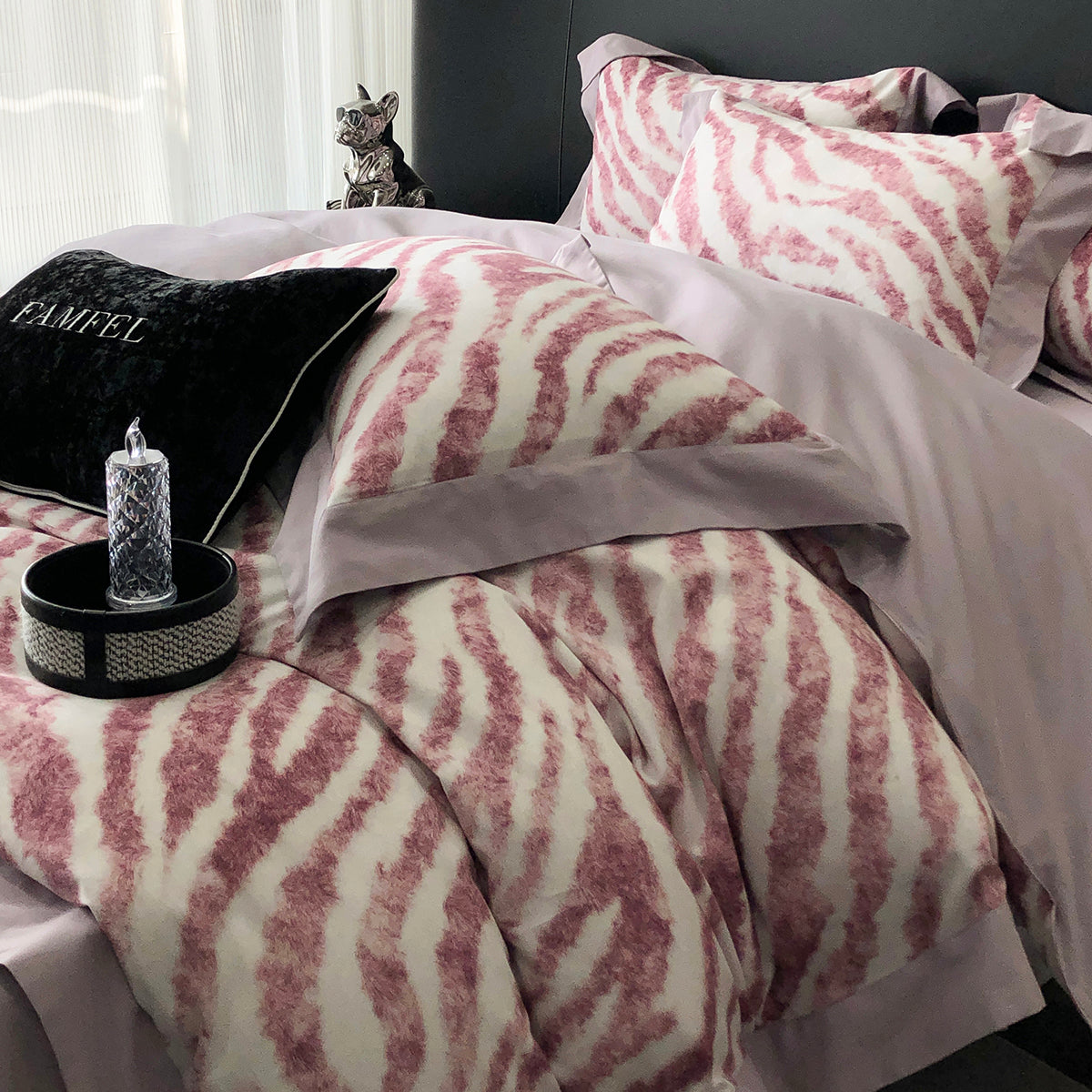Luxury Zebra Print 120S Long-Staple Cotton Bedding Set | 3CARATS
