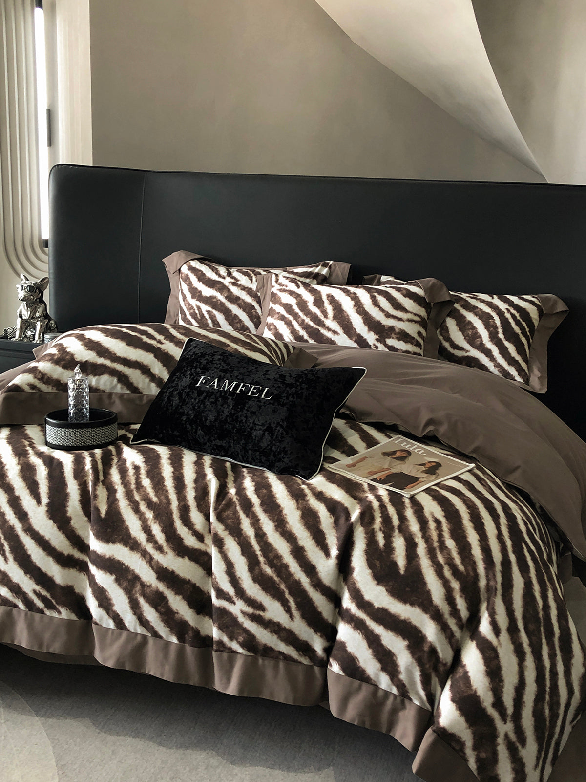 Luxury Zebra Print 120S Long-Staple Cotton Bedding Set | 3CARATS