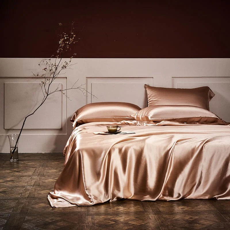 Royalis Rose Gold Luxury Pure Mulberry Silk Bedding Set | 3CARATS