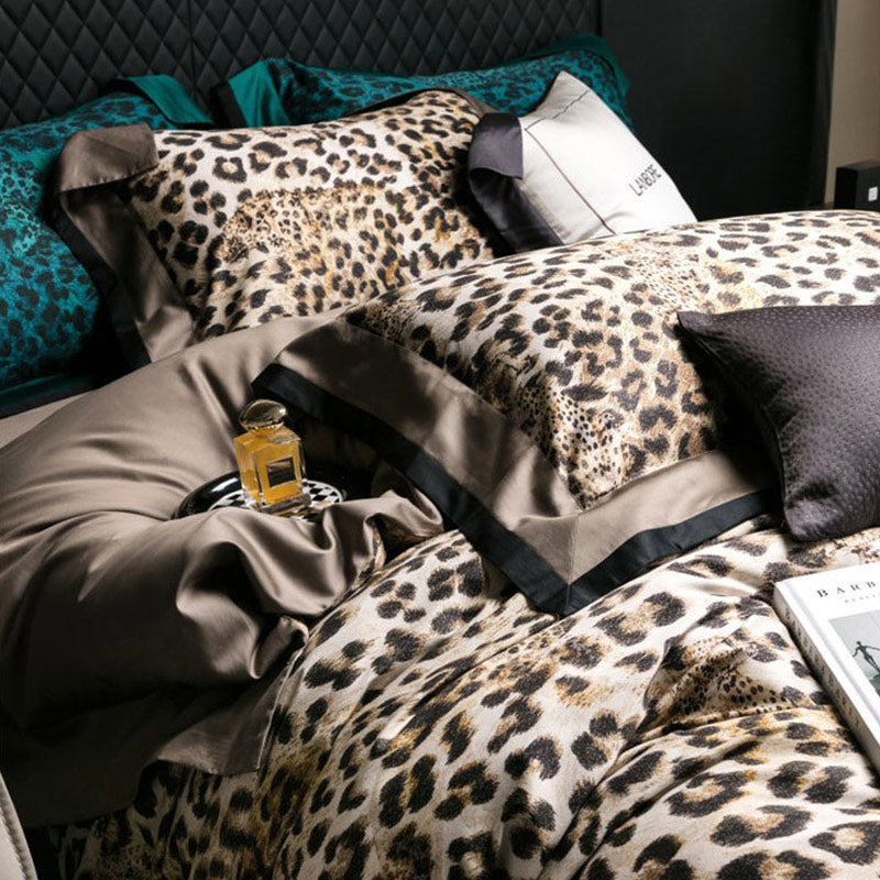 Vintage Leopard Egyptian Cotton 4-Piece Bedding Set | 3CARATS