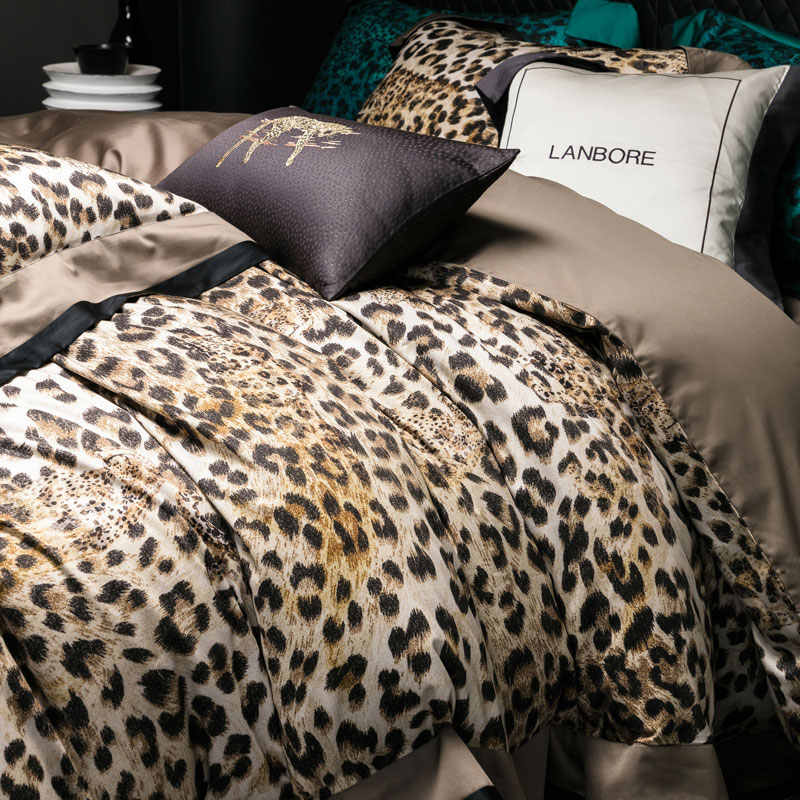 Vintage Leopard Egyptian Cotton 4-Piece Bedding Set | 3CARATS