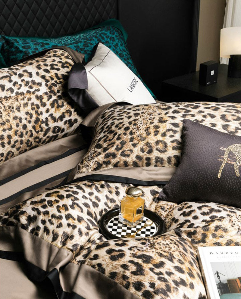 Vintage Leopard Egyptian Cotton 4-Piece Bedding Set | 3CARATS