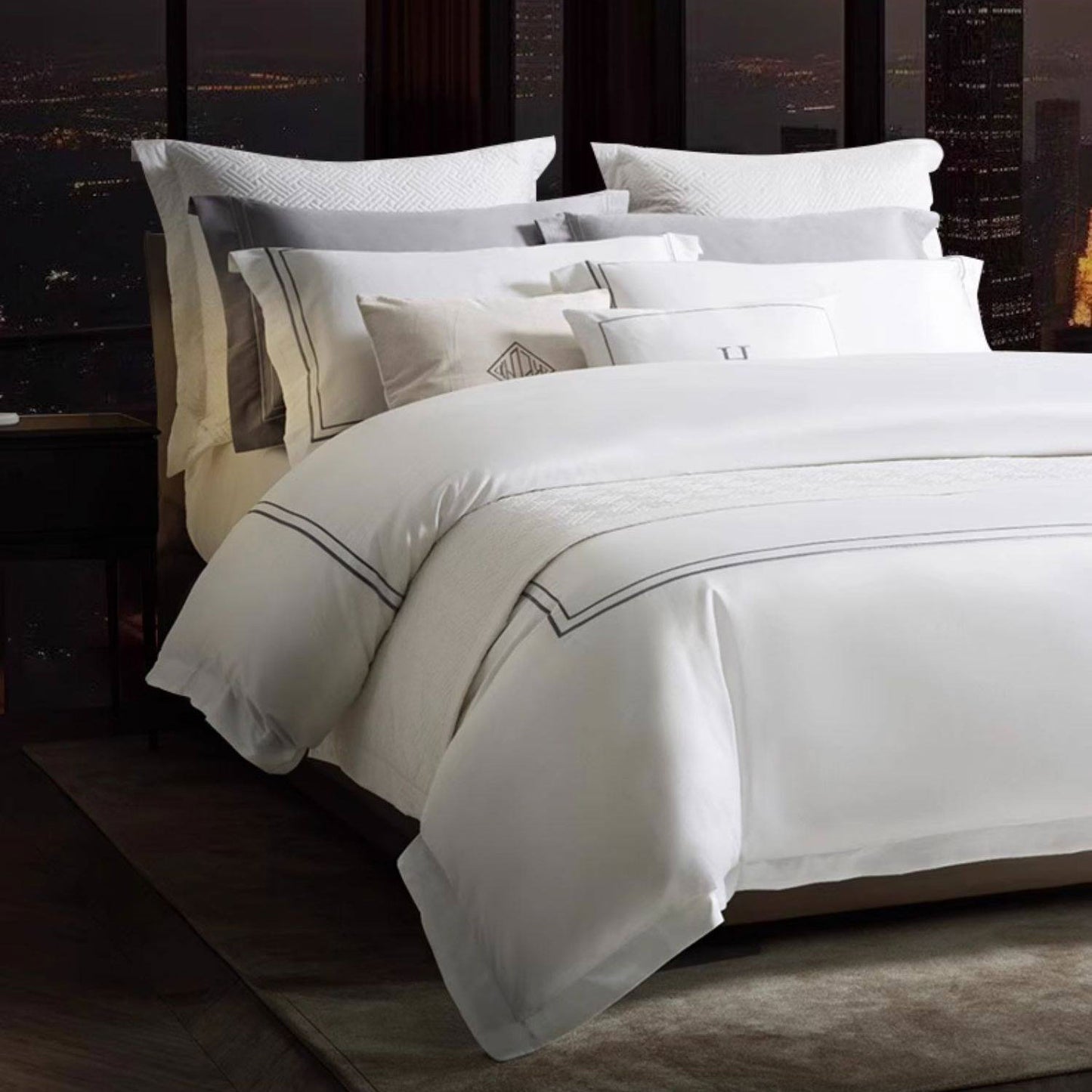 1000TC Egyptian Cotton White Bedding Set | 3CARATS
