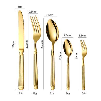 Aurelia Luxury Column Gold-Plated Dining Cutlery | 3CARATS