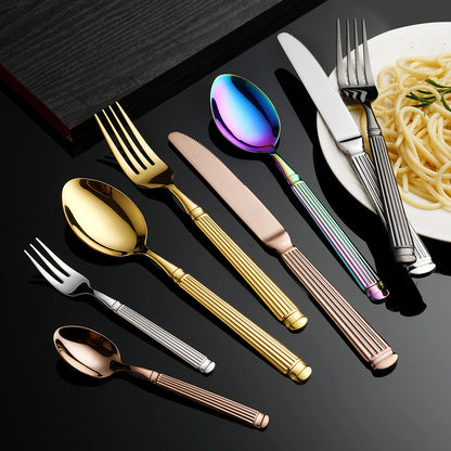 Aurelia Luxury Column Gold-Plated Dining Cutlery | 3CARATS