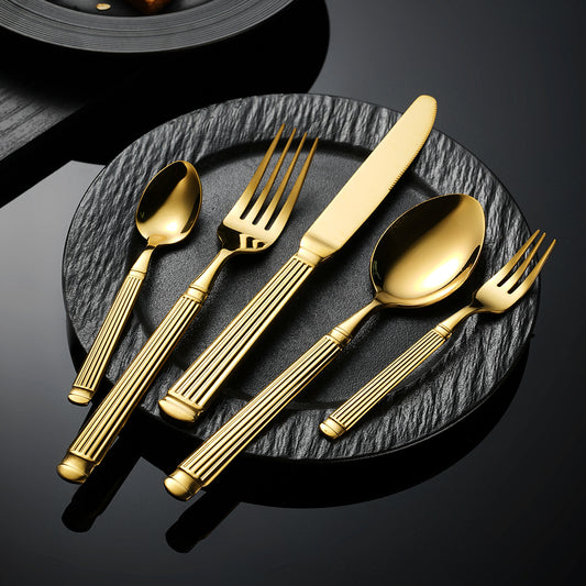 Aurelia Luxury Column Gold-Plated Dining Cutlery | 3CARATS