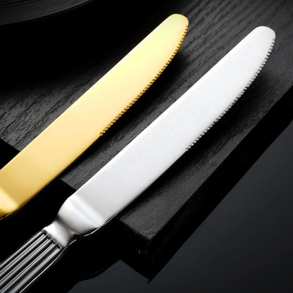 Aurelia Luxury Column Gold-Plated Dining Cutlery | 3CARATS