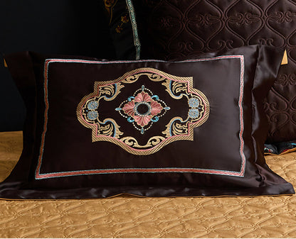 Black Exquisite jacquard Silk Satin Cotton Bedding Set | 3CARATS