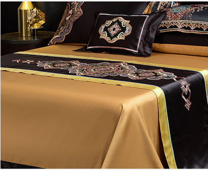 Black Exquisite jacquard Silk Satin Cotton Bedding Set | 3CARATS