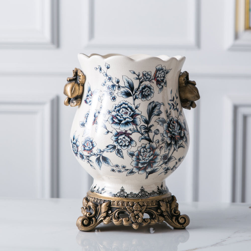 Crackle Glaze Azure Art Vase | 3CARATS
