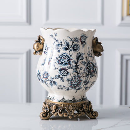 Crackle Glaze Azure Art Vase | 3CARATS