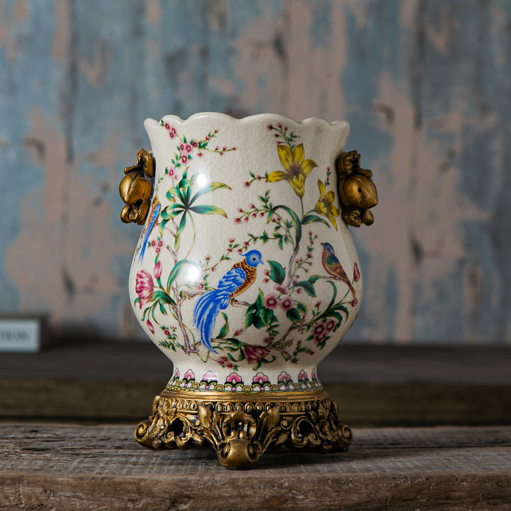 Crackle Glaze Azure Art Vase | 3CARATS