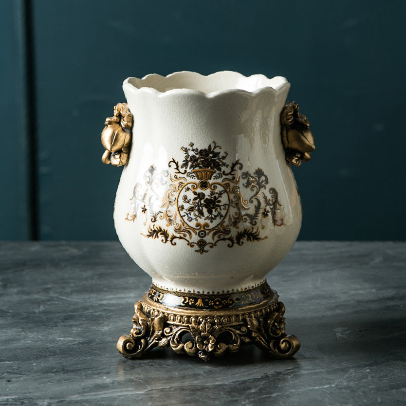 Crackle Glaze Azure Art Vase | 3CARATS