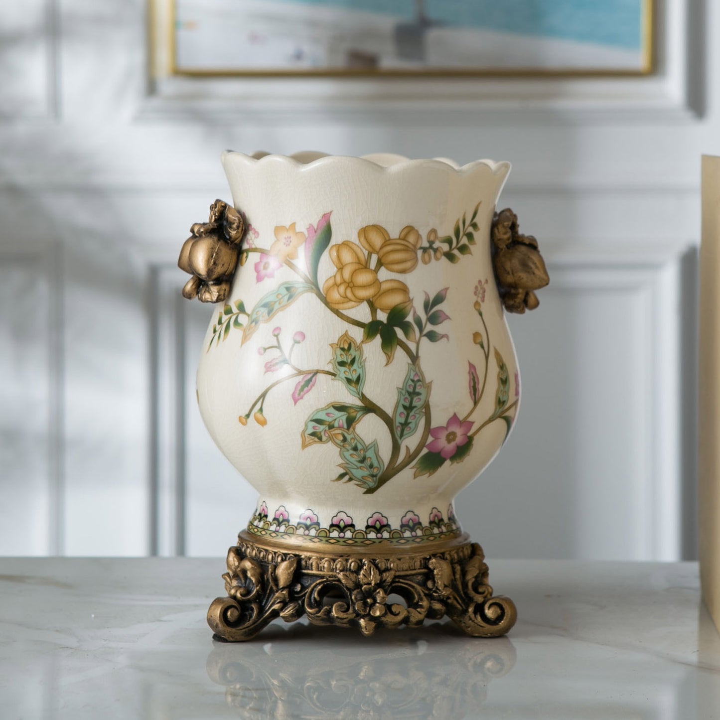 Crackle Glaze Azure Art Vase | 3CARATS