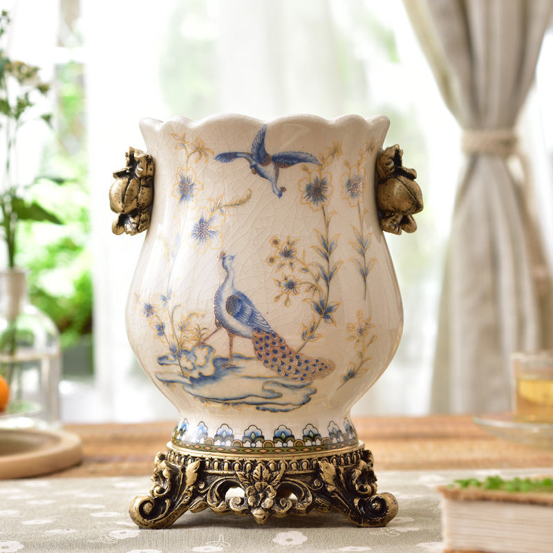 Crackle Glaze Azure Art Vase | 3CARATS