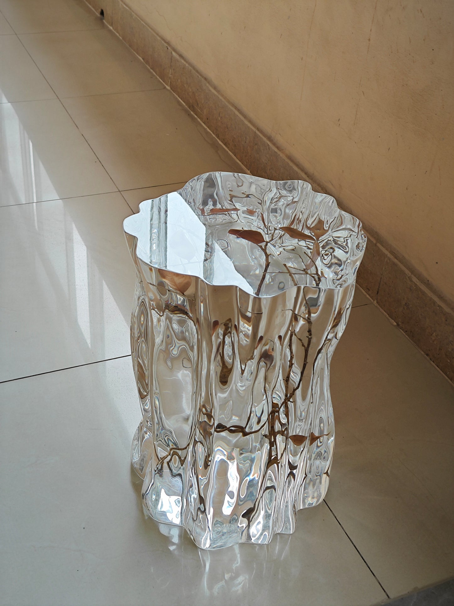 Crystal Clear Stool with Natural Branches | 3CARATS