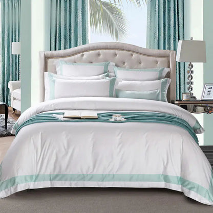 Degella Luxury Stripe Egyptian Cotton White Bedding Set | 3CARATS