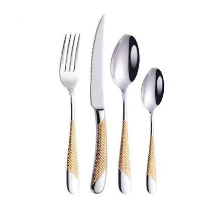 Diagonal Textured Stainless Steel Cutlery Set | 3CARATS