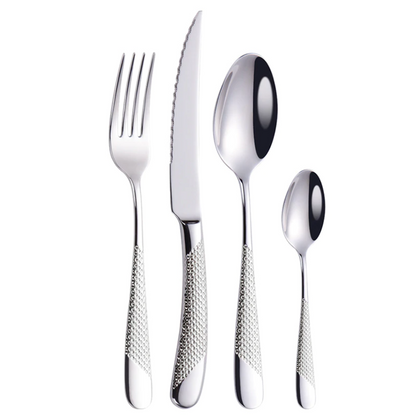 Diagonal Textured Stainless Steel Cutlery Set | 3CARATS