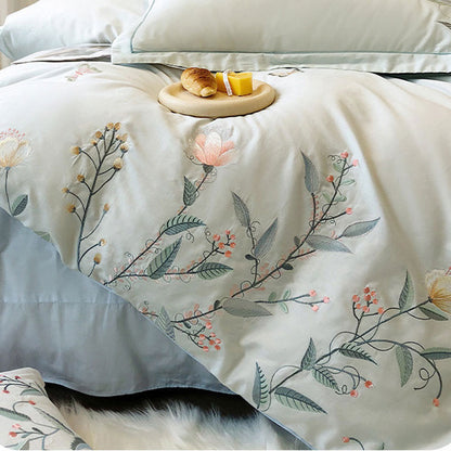 Elegant Floral Embroidered Cotton Bedding Set | 3CARATS