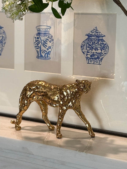 Golden Exquisite Leopard Art Ornament | 3CARATS