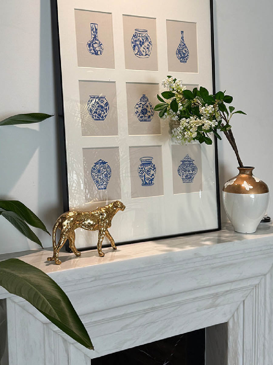 Golden Exquisite Leopard Art Ornament | 3CARATS