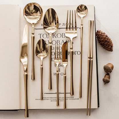 Frace Titanium Gold Slim Waist Cutlery Set | 3CARATS