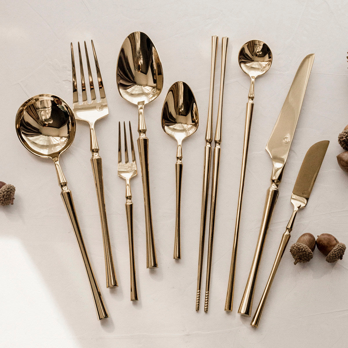 Frace Titanium Gold Slim Waist Cutlery Set | 3CARATS