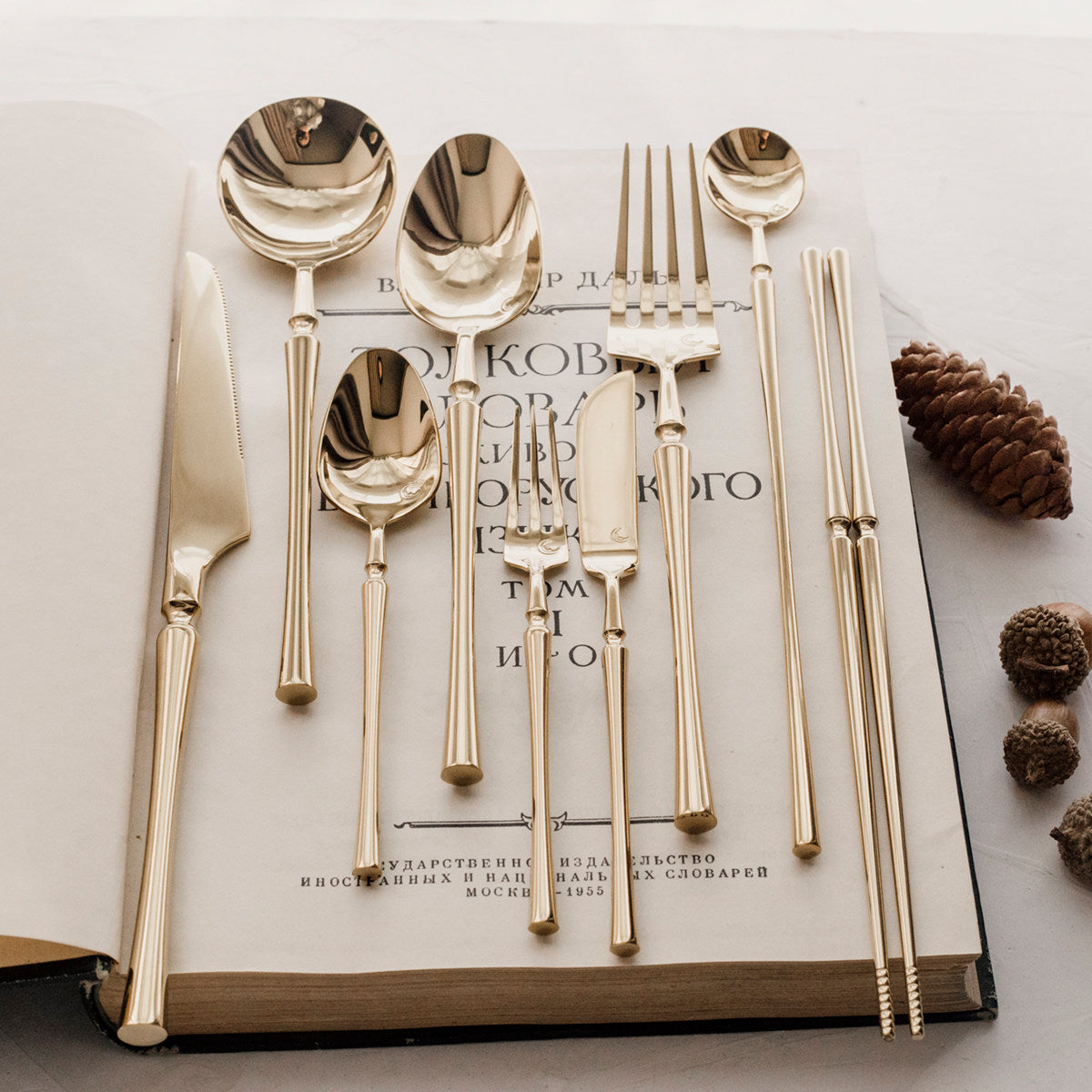 Frace Titanium Gold Slim Waist Cutlery Set | 3CARATS
