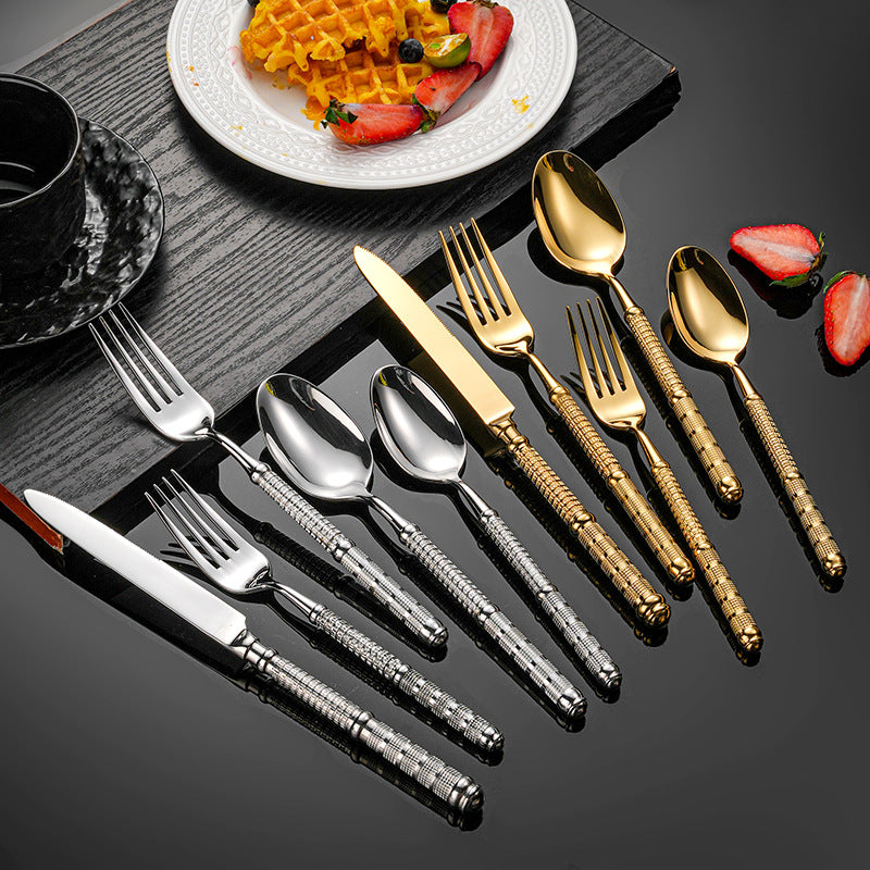 France Embossed Vintage Luxury Gilded Flatware Set | 3CARATS