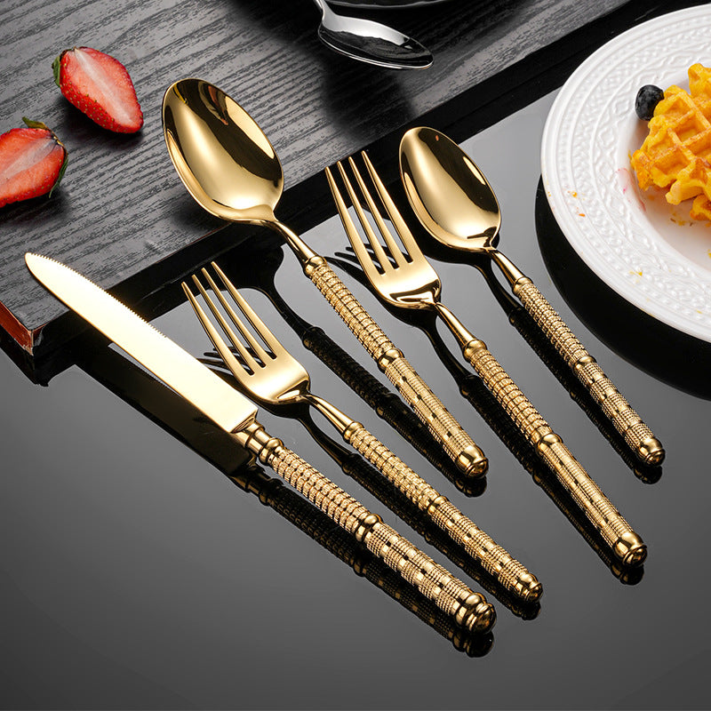 France Embossed Vintage Luxury Gilded Flatware Set | 3CARATS