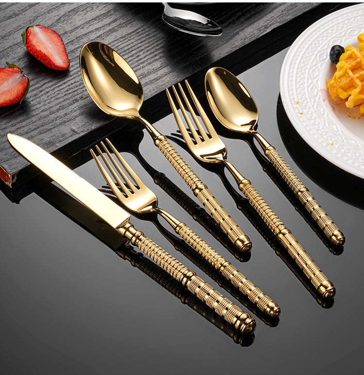 France Embossed Vintage Luxury Gilded Flatware Set | 3CARATS