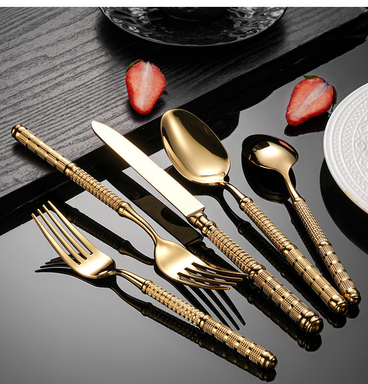 France Embossed Vintage Luxury Gilded Flatware Set | 3CARATS