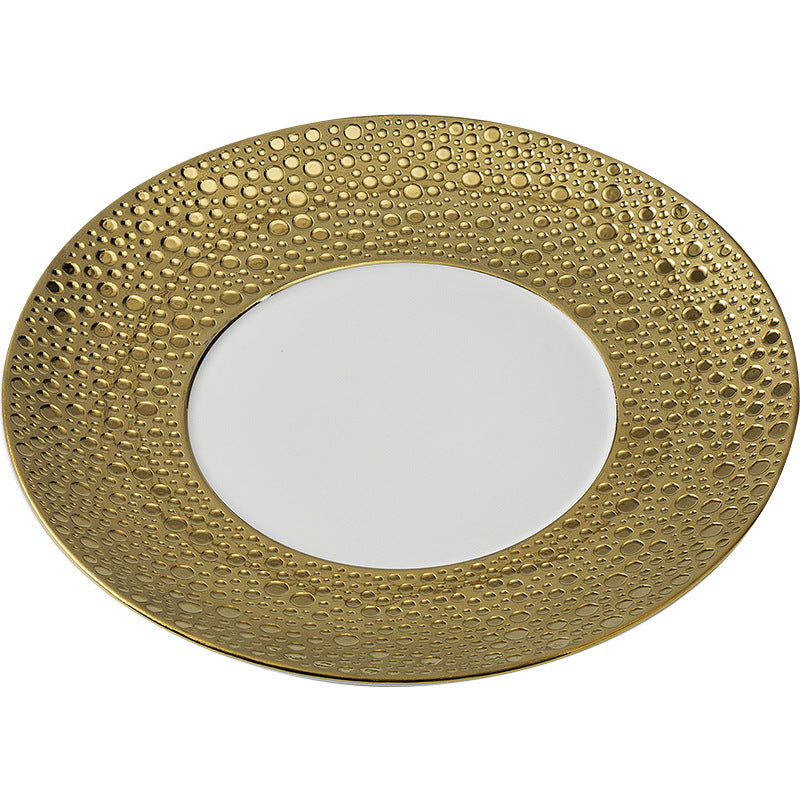Gold Accent Fine Porcelain Steak Plate | 3CARATS