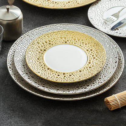 Gold Accent Fine Porcelain Steak Plate | 3CARATS