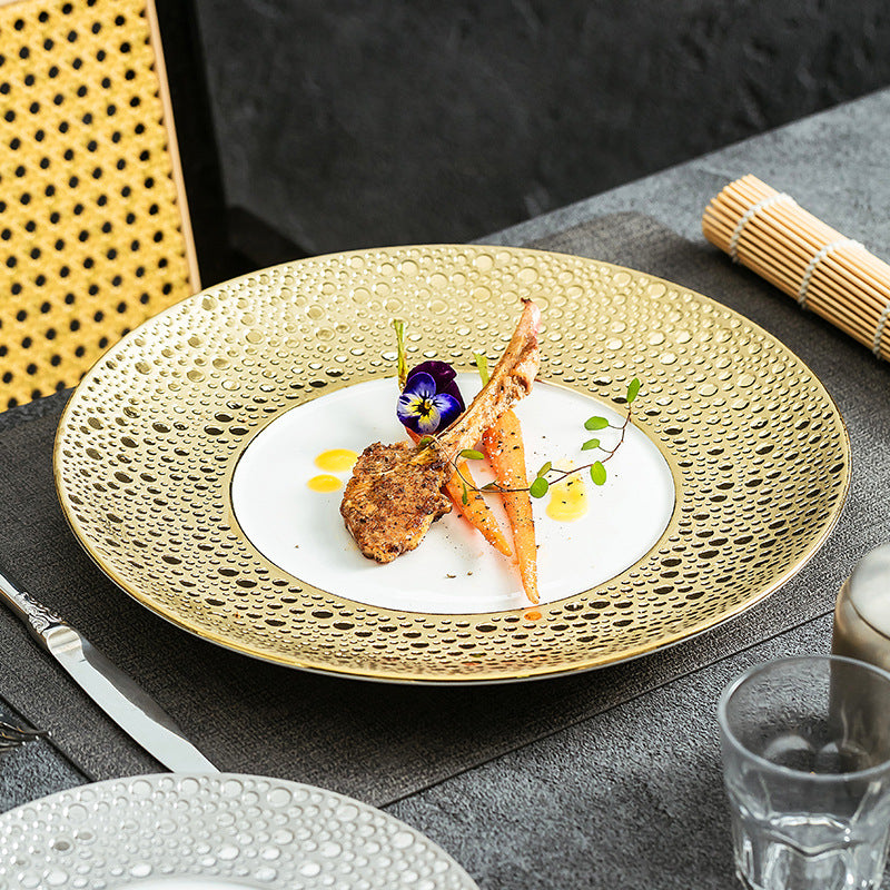 Gold Accent Fine Porcelain Steak Plate | 3CARATS