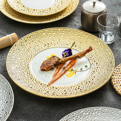 Gold Accent Fine Porcelain Steak Plate | 3CARATS