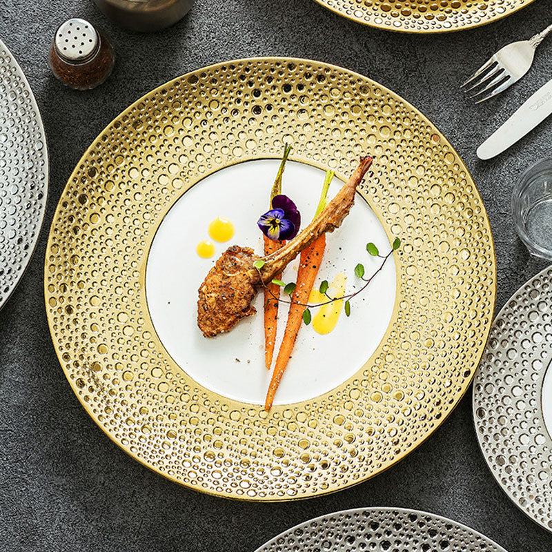 Gold Accent Fine Porcelain Steak Plate | 3CARATS